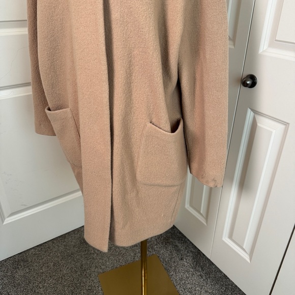 Aritzia Babaton Tamarak Merino Wool Open Front Coat Camel Long Jacket - Picture 2 of 10
